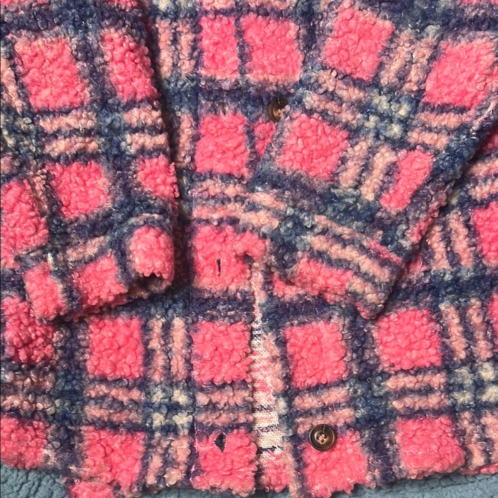 Fashion Nova Kids Pink and Blue Plaid Jacket - Picture 4 of 6